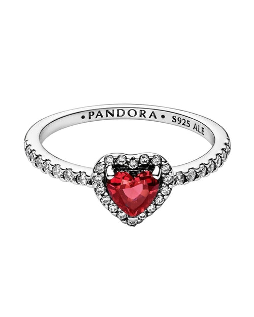 Anillo Pandora Corazon Elevado Rojo