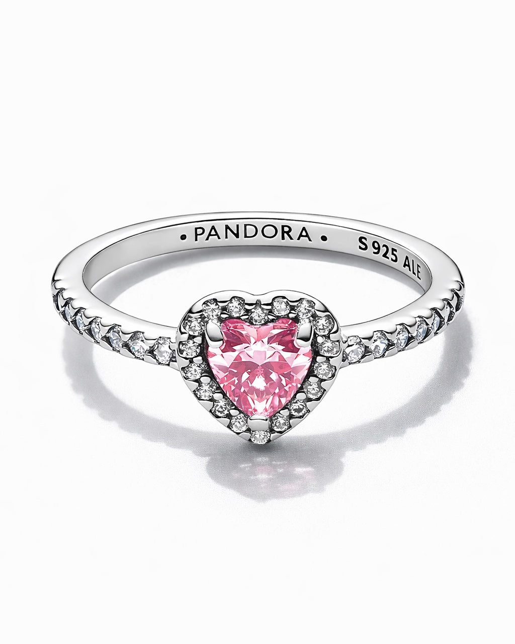 Anillo Pandora Corazón Rosa Elevado