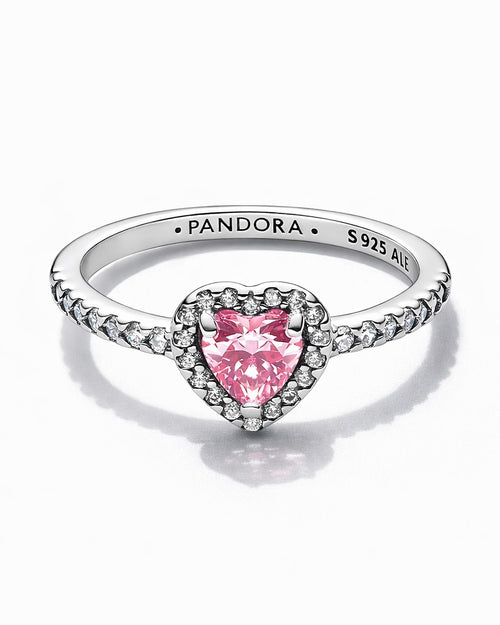 Anillo Pandora Corazón Rosa Elevado