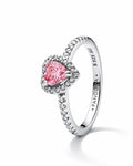 Anillo Pandora Corazón Rosa Elevado